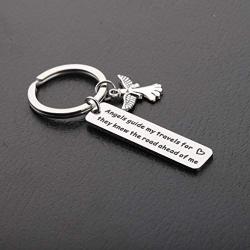 AKTAP New Driver Gift Sweet 16 Key Chain Angels Guide My Travels for They Know The Road Ahead of Me Christian Keychain Graduation Gift for Travelers