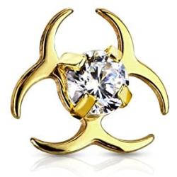 BYB Jewelry CZ Center Biohazard Symbol Surgical Steel Dermal Anchor Top