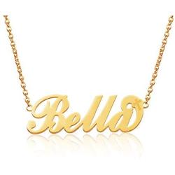 BeautyName Name Necklace Yellow Gold Stainless with Chain 17''+2'' Extension- New Mom Bridesmaid Gift Jewelry for Women