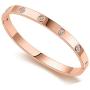 MLOVEY Love Friendship Bracelet Bangle Gold Rose Gold Silver with Cubic Zirconia Stones Stainless Steel Hinged Jewelry with Crystal Oval Bracelet Birthday Women Teen Girls