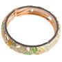 UJOY Vintage Jewelry Cloisonne Handcrafted Enameled Flower Gorgeous Rhinestone Gold Hinged Cuff Bracelet Bangles Gifts 88A11