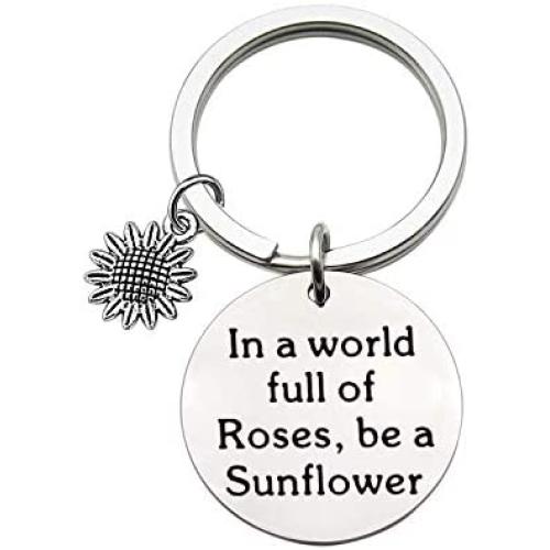 MAOFAED Sunflower Gift Sunflower Lover Gift Inspiration Gift Girl Jewelry Gift for Friend In A World Full of Roses Be a Sunflower