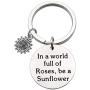 MAOFAED Sunflower Gift Sunflower Lover Gift Inspiration Gift Girl Jewelry Gift for Friend In A World Full of Roses Be a Sunflower