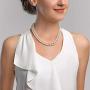 THE PEARL SOURCE AAA Quality Double Strand White Freshwater Cultured Pearl Necklace for Women in 18-19'' Princess Length