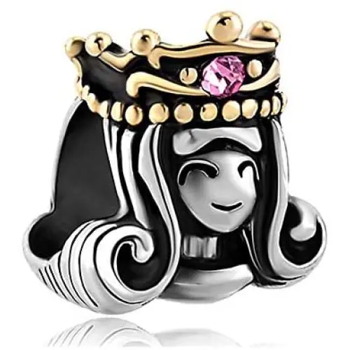 LilyJewelry Pink Crystal Queen Golden Crown Charm Bead for Bracelet
