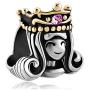 LilyJewelry Pink Crystal Queen Golden Crown Charm Bead for Bracelet
