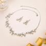 EVER FAITH Austrian Crystal White Simulated Pearl Bridal Floral Leaf Vine Jewelry Set Clear