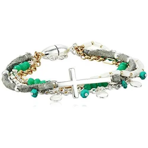 Lucky Brand Cross Beaded Layer Bracelet, Two Tone Lucky Brand Cross Beaded Layer Bracelet, Two Tone