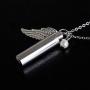 Fanery Sue Personalized Urn Necklace for Human Ashes Keepsake Angel Wing Custom Cremation Jewelry Memorial Cylinder Pendant