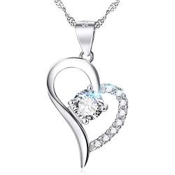 YFN Sterling Silver Infinity Love Heart Necklace Platinum Plated Round CZ Womans Jewelry 18'' Valentine Gifts for Her Girlfriends