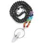 Top Plaza 7 Chakra Healing Crystal Natural Stone Beaded Necklace Silver Copper Wire Wrapped Stone Hexagonal Pendant Necklaces Yoga Meditation Reiki Jewelry for Women