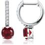 CRYSTAL ICE Sterling Silver Birthstone Drop Dangle Hoop Earrings, Colored Swarovski Crystal