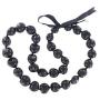 Hawaiian Kukui Nut Leis Beads Necklaces with Hand Painted Flower Adjustable 32 inches Lei for Men and Women