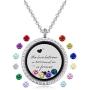 Feilaiger Inspirational Words Necklace, Greetings Words Necklace, Graduation Gifts Floating Charm Living Memory Locket Pendant Necklace with Birthstone