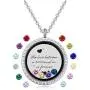 Feilaiger Inspirational Words Necklace, Greetings Words Necklace, Graduation Gifts Floating Charm Living Memory Locket Pendant Necklace with Birthstone