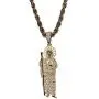 Shop-iGold Men Women 925 Italy Gold Finish Iced Silver Saint Jude Charm Ice Out Pendant Stainless Steel Real 2 mm Rope Chain Necklace, Mens Jewelry, Iced Pendant, Rope Necklace