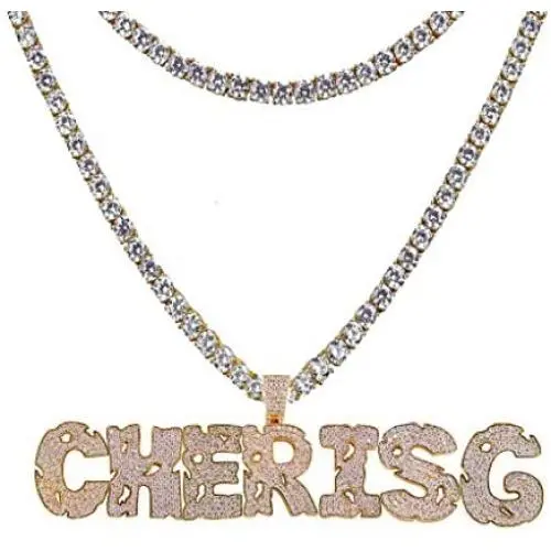 AIJIAO Iced Out Big Letter Pendant Necklace for Men Women Customized Name Personalized Hip Hop Full of Diamonds Gold/Silver AIJIAO Iced Out Big Letter Pendant Necklace for Men Women Customized Name Personalized Hip Hop Full of Diamonds Gold/Silver