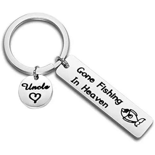 AKTAP Memorial Keychain in Memory of Dad Gone Fishing in Heaven Sympathy Gift for Loss of Loved One