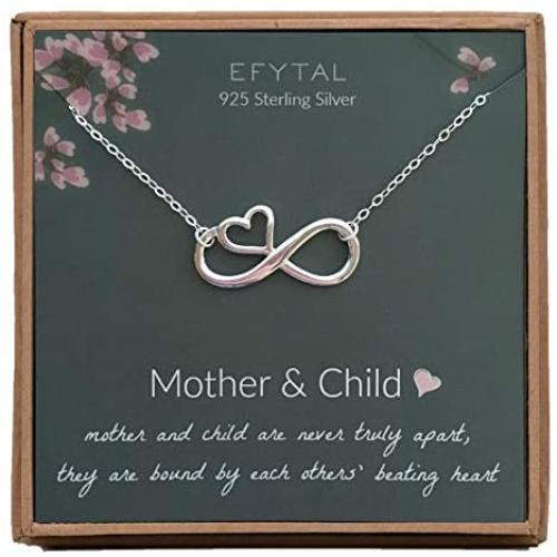 EFYTAL Mom Gifts, 925 Sterling Silver Infinity with Heart Necklace for Mother from Child, Mom Necklaces for Women, Best Birthday Gift Ideas, Pendant Mothers Day Jewelry For Her, Mothers Day