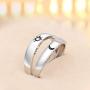 Beydodo 925 Sterling Silver Rings Engagement Couple Rings Sun and Moon 2In1 I Love You Rings Adjustable Custom