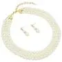 Rosemarie Collections Womens Multi Strand Classic 8mm Faux Pearl Necklace and Earrings Jewelry Set, 16''-19'' with 3'' Extender
