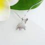 Hiqmic 925 Sterling Silver Cute Dinosaur Stegosaurus Pendant Necklace White Gold Plated Jewelry Gifts for Women 17''_WK99096