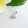 Hiqmic 925 Sterling Silver Cute Dinosaur Stegosaurus Pendant Necklace White Gold Plated Jewelry Gifts for Women 17''_WK99096 Hiqmic 925 Sterling Silver Cute Dinosaur Stegosaurus Pendant Necklace White Gold Plated Jewelry Gifts for Women 17''_WK99096