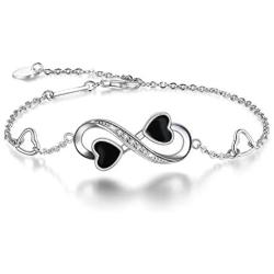 OneSight Women Infinity Love Heart Bracelet, 925 Sterling Silver Adjustable Charm Forever Bracelet for Women Girls