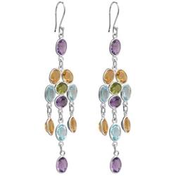 Peridot Amethyst Citrine Blue Topaz Sterling Silver Dangle Earrings