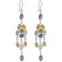 Peridot Amethyst Citrine Blue Topaz Sterling Silver Dangle Earrings