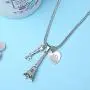 Pairs Eiffel Tower Necklace for Women Men Heart Key Pendant Silver Black/Platinum Plated Jewelry Long Chain Pairs Eiffel Tower Necklace for Women Men Heart Key Pendant Silver Black/Platinum Plated Jewelry Long Chain