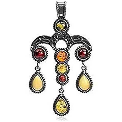 Ian and Valeri Co. Multicolor Amber Sterling Silver Large Pendant Ian and Valeri Co. Multicolor Amber Sterling Silver Large Pendant