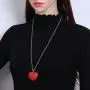 Ouran Long Necklace for Women,Love Heart Pendant Necklace for Girls Gift Silver Chain Necklace with CZ Crystal