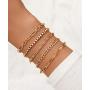 XCOIN 5-6pcs Chain Bracelets Set for Women,18k Gold Plated Stainless Steel Adjustable Paperclip Link Cuban Box Figaro Cuble Chain Bracelets Jewelry Gifts