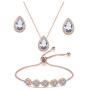 UDORA Zirconia Teardrop Necklace Earrings Bracelet Jewelry Set Wedding Party Prom