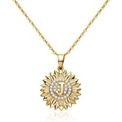 EXGOX You are My Sunshine Sunflower Necklace 14k Gold Plated Initial Sunflower Necklaces CZ Initial Letter Sunflower Locket Necklace Jewelry Gifts for Teen Girls Women Alphabet A - Z