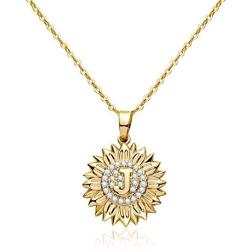 EXGOX You are My Sunshine Sunflower Necklace 14k Gold Plated Initial Sunflower Necklaces CZ Initial Letter Sunflower Locket Necklace Jewelry Gifts for Teen Girls Women Alphabet A - Z