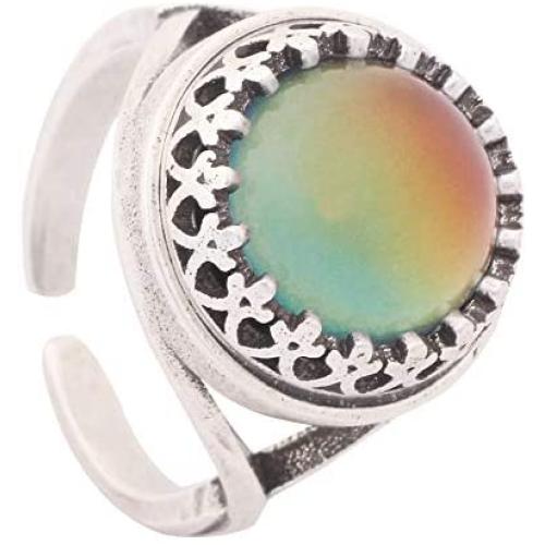 Adjustable Mood Ring Antique Sterling Silver Finish Fine Handmade Mood Stone Free Gift MOJO