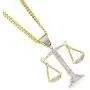 charlinliol Scales of Justice Necklace Balance Libra Pendant Gold Plated Copper Necklace Zircon Iced Out Jewery for Men and Women Chain 24 inches