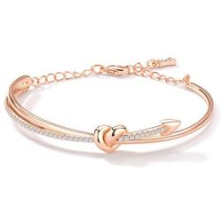 KIMILILY Rose Gold Bangle Bracelet Jewelry Birthday Gifts for Women Crystal from Swarovski Cuff