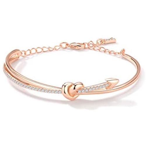 KIMILILY Rose Gold Bangle Bracelet Jewelry Birthday Gifts for Women Crystal from Swarovski Cuff