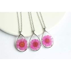 SI EASY Pressed Flower Pendant Necklace Real Dried Flower Resin Jewellery