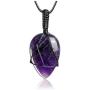 Top Plaza Natural Healing Crystals Teardrop Gemstone Necklace Adjustable Wrapped Stone Pendant Necklaces Reiki Quartz Jewelry for Mens Womens