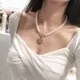 Pearl Pendant Necklace for Women,Y2k Fashion Pearls Strand for Egirl Eboy,Dainty Cute Smiley Toggle Necklace Jewelry for Women Girls
