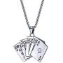 NC Punk Stainless Steel Playing Card Poker Tag Pendant Necklace for Women Men Girl Boy Lukcy Rock Ace of Spade Heart Royal Flush Games Chain Necklace Hip Hop Unisex Jewelry Gift