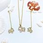 Silver Plated Hypoallergenic Necklace Stud Earrings Set Mouse Shape Jewelry Set with Cubic Zirconia for Women Birthday Valentines Day Gifts（Free Jewelry Box）