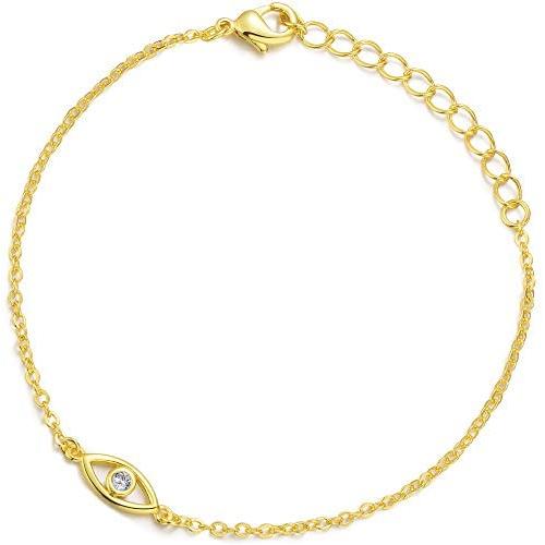 Blossom & Hue Tiny Evil Eye Bracelet in Sterling Silver 18K Gold Filled