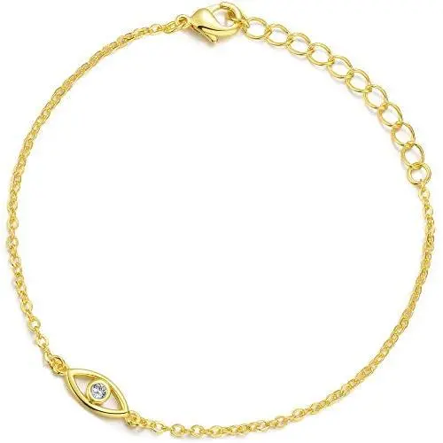 Blossom & Hue Tiny Evil Eye Bracelet in Sterling Silver 18K Gold Filled Blossom & Hue Tiny Evil Eye Bracelet in Sterling Silver 18K Gold Filled