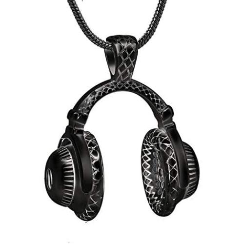 Memorial Jewelry Stainless Steel Fashion Headphone Pendant for Men Unisex Necklaces Keepsake Cremation Jewelry Urns Pendants