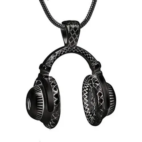 Memorial Jewelry Stainless Steel Fashion Headphone Pendant for Men Unisex Necklaces Keepsake Cremation Jewelry Urns Pendants